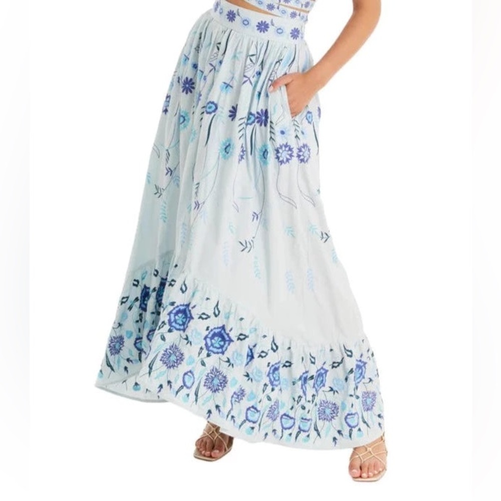 Allison New York Blue Embroidered Skirt N273-19 - Picture 1 of 8